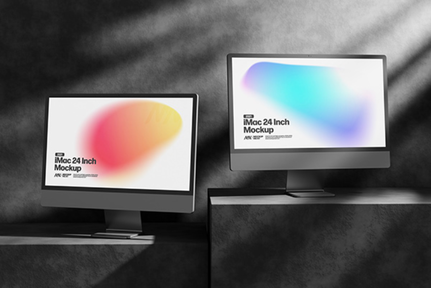 Free iMac Mockup in Dark